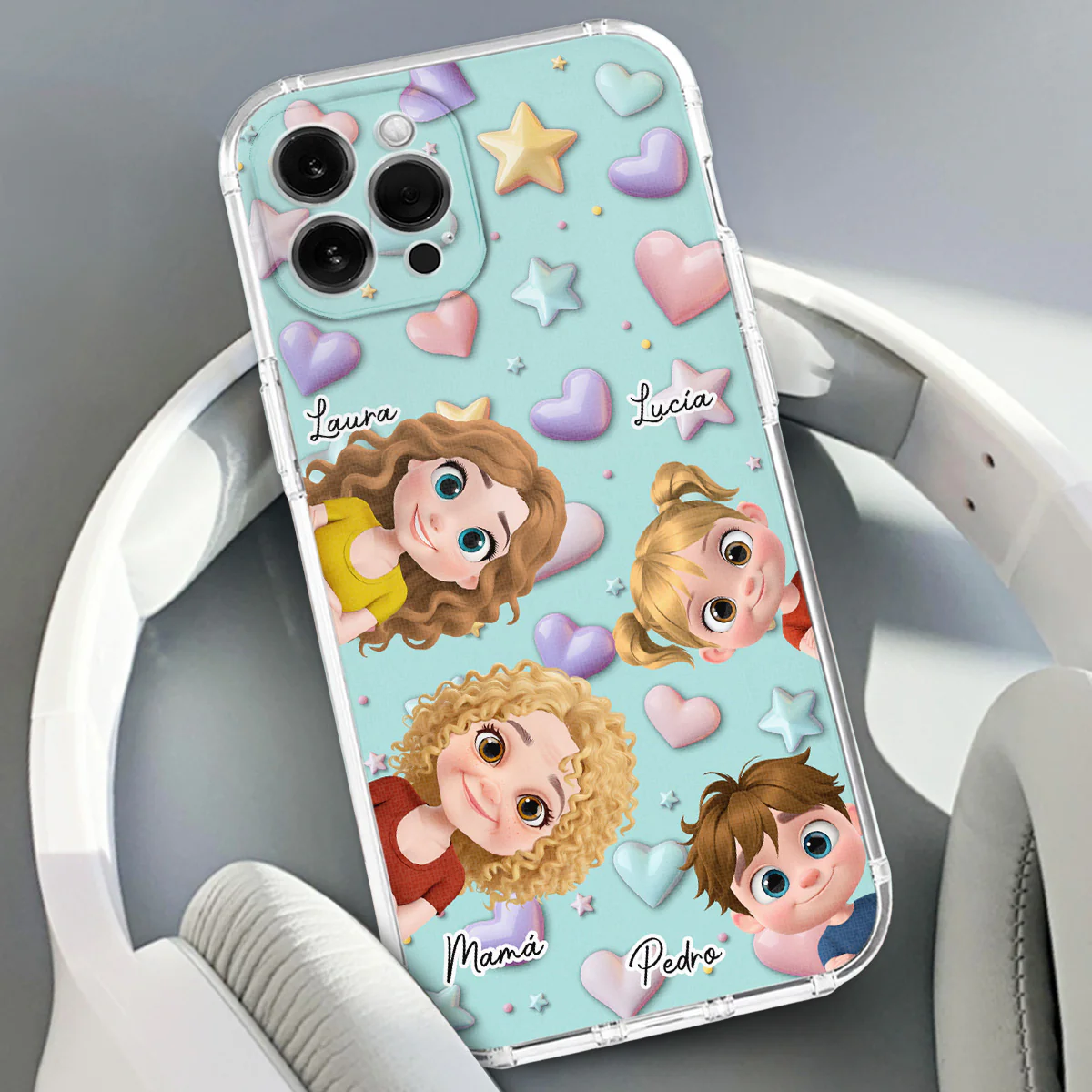 Linda Mamá y Niños - Funda de Teléfono Personalizada con Efecto 3D - Image 2