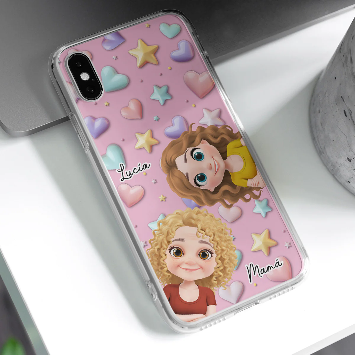 Linda Mamá y Niños - Funda de Teléfono Personalizada con Efecto 3D - Image 3