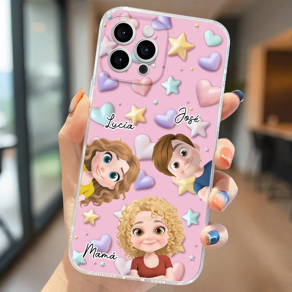 Linda Mamá y Niños - Funda de Teléfono Personalizada con Efecto 3D - Image 4