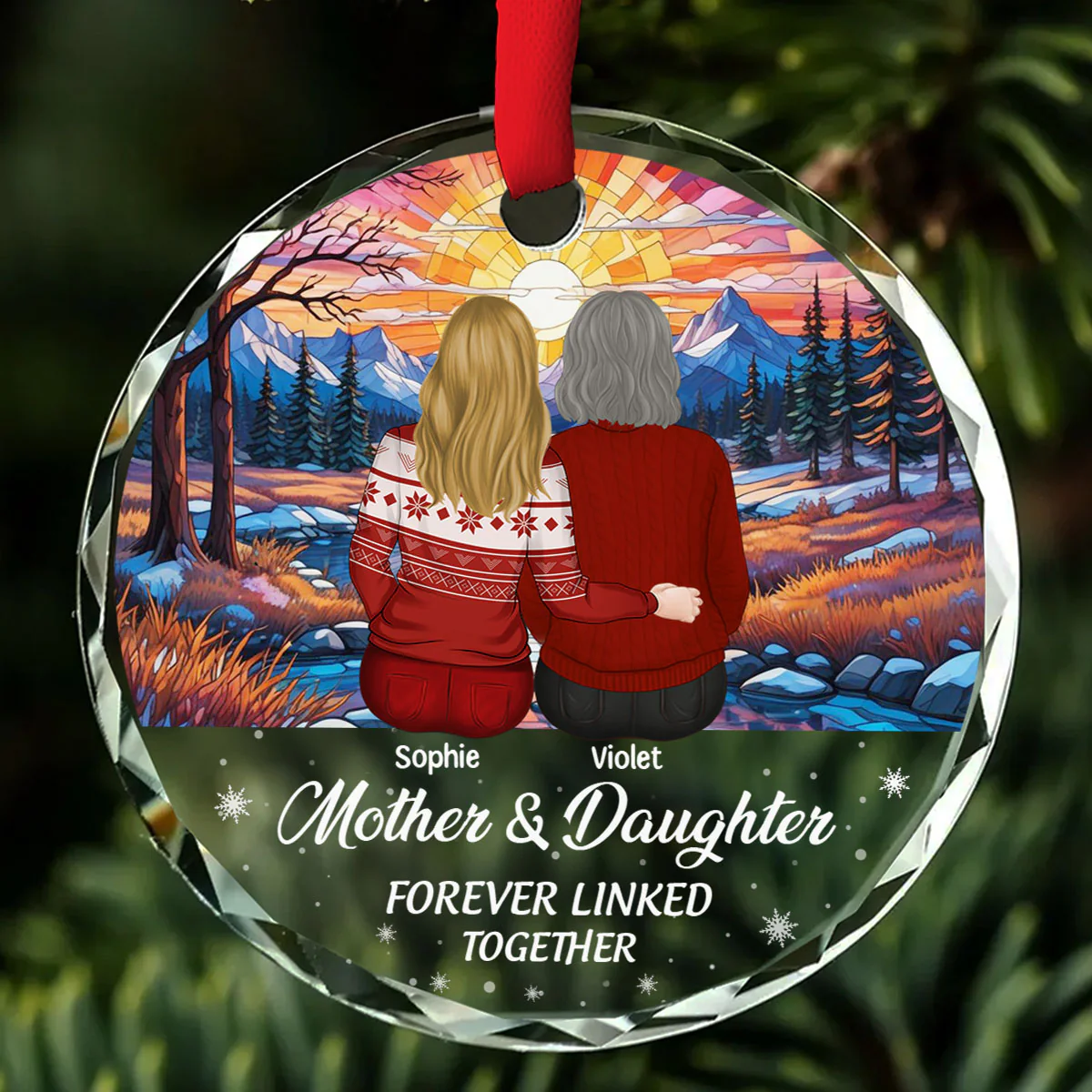 Linked Forever - Personalized Custom Glass Ornament - Image 2