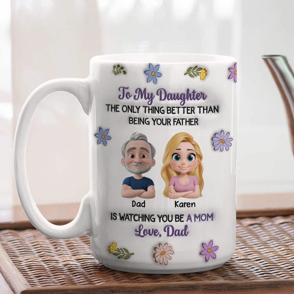 Linked Together Cartoon From Dad - Personalized Custom 3D Inflated Effect Mug - Image 5