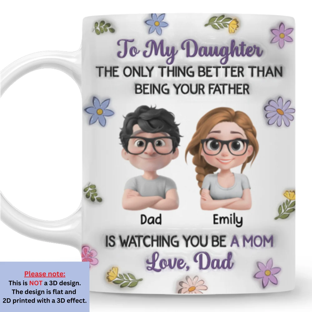 Linked Together Cartoon From Dad - Personalized Custom 3D Inflated Effect Mug - Image 7