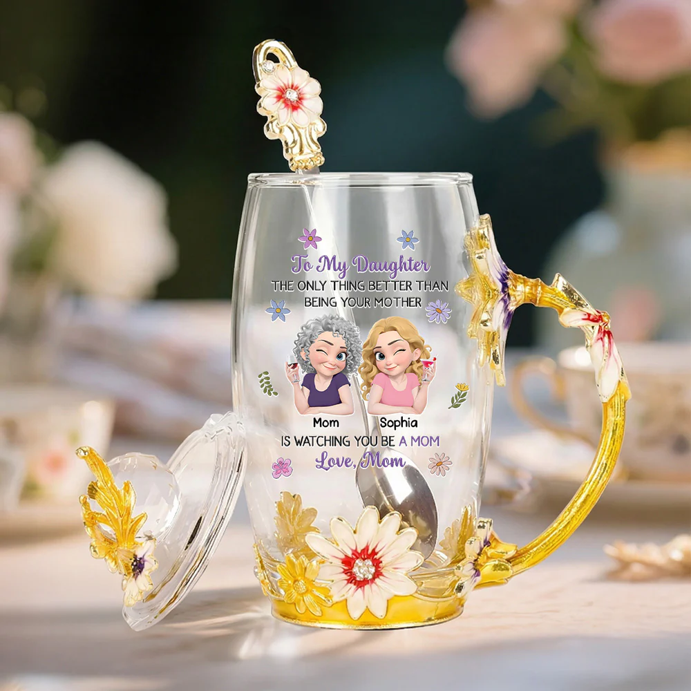 Linked Together Cartoon - Personalized Custom 14OZ Flower Tea Cup - Image 4