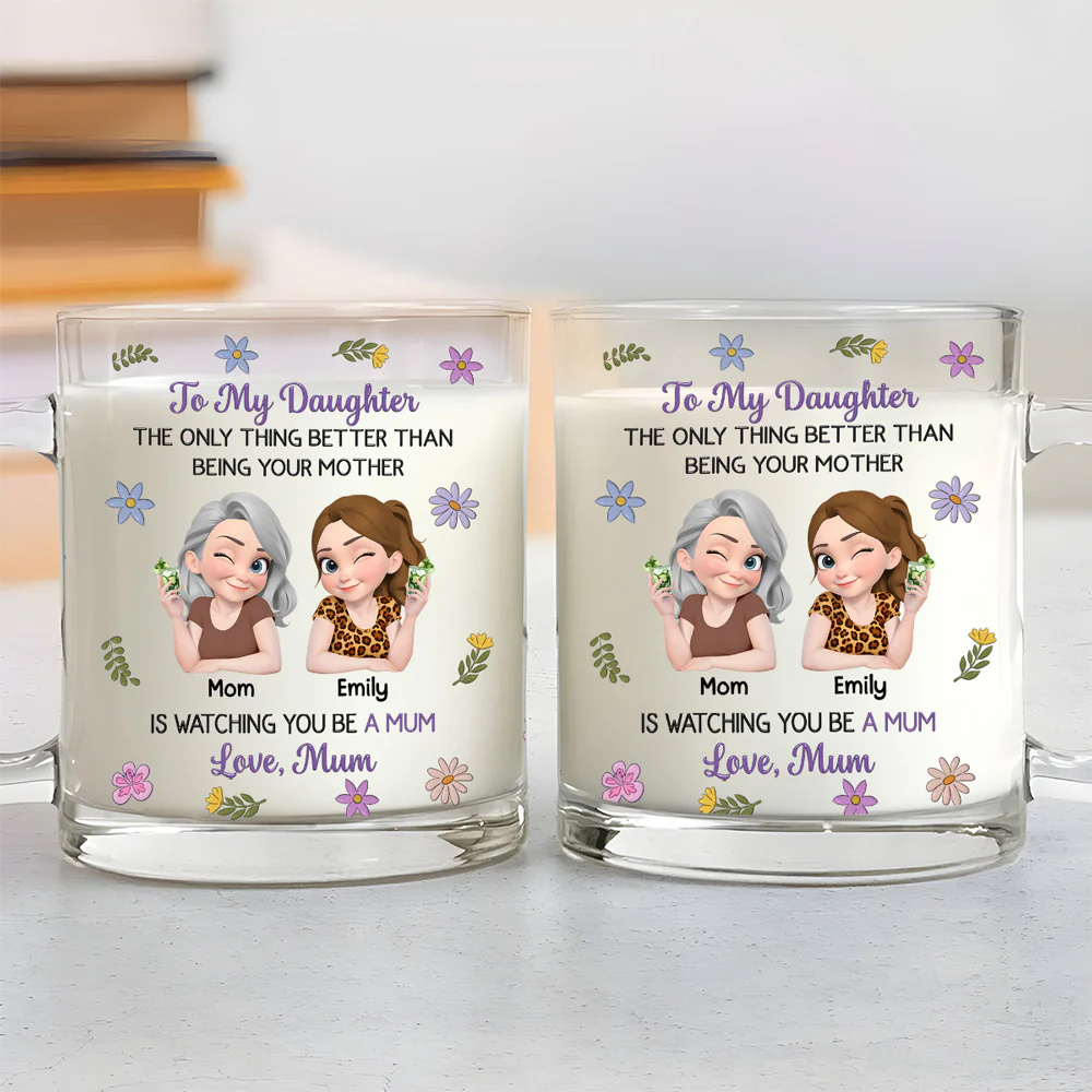 Linked Together Cartoon - Personalized Custom 3D Inflated Effect Glass Mug - Image 3