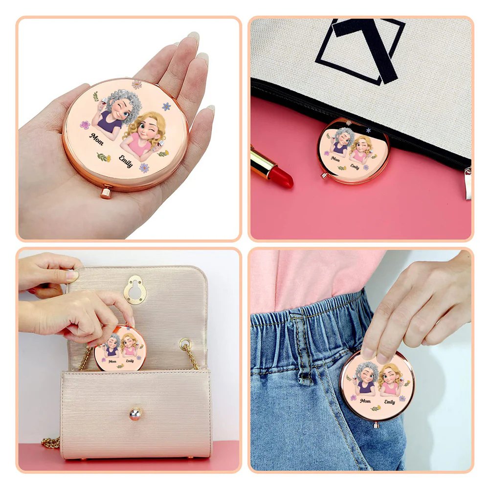 Linked Together Cartoon - Personalized Custom Compact Mirror - Image 5
