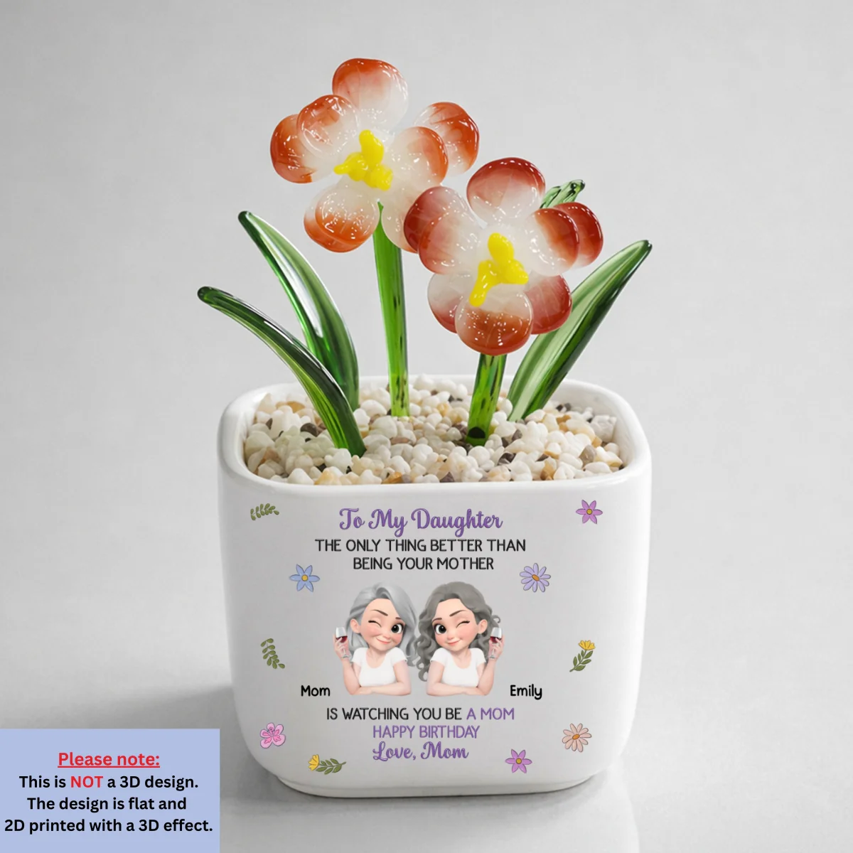 Linked Together Cartoon - Personalized Custom Glass Birth Month Flower - Image 9