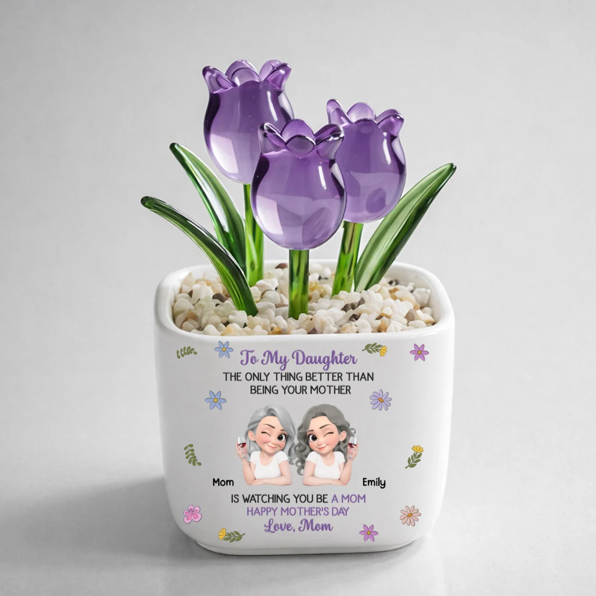 Linked Together Cartoon - Personalized Custom Glass Everlasting Tulips - Image 10