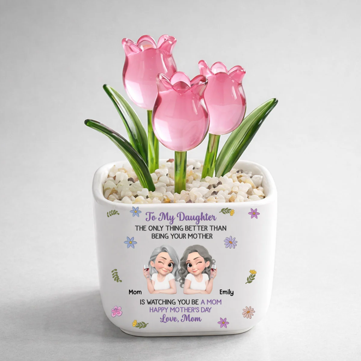 Linked Together Cartoon - Personalized Custom Glass Everlasting Tulips - Image 9