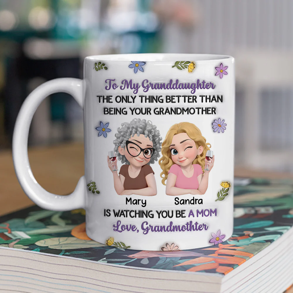 Linked Together Granddaughter Cartoon - Personalized Custom 3D Inflated Effect Mug - Image 2