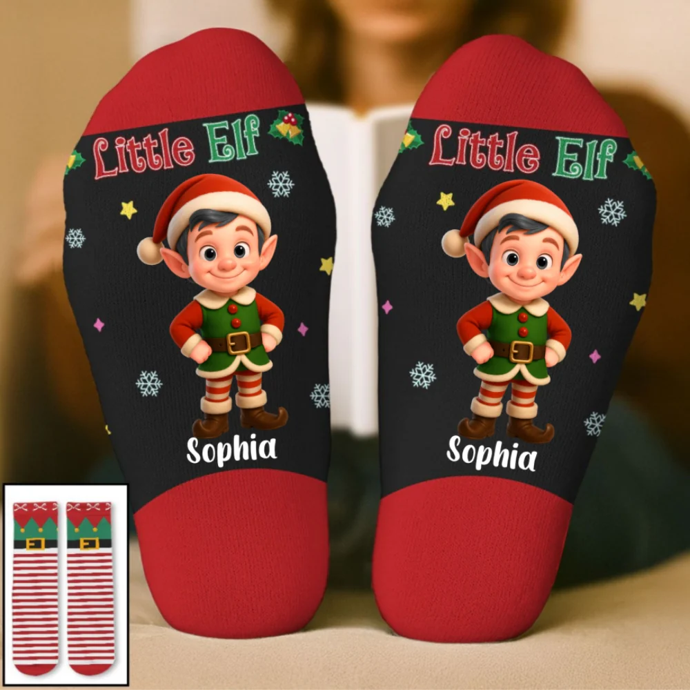 Little Elf - Personalized Custom Crew Socks - Image 6