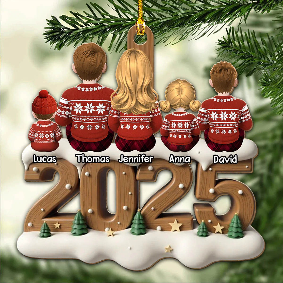 Little Family Now Onwards - Personalized Custom 3D Effect Wood Ornament - Image 3