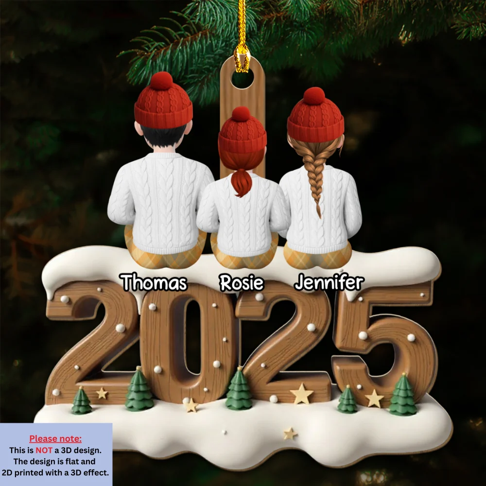 Little Family Now Onwards - Personalized Custom 3D Effect Wood Ornament - Image 5