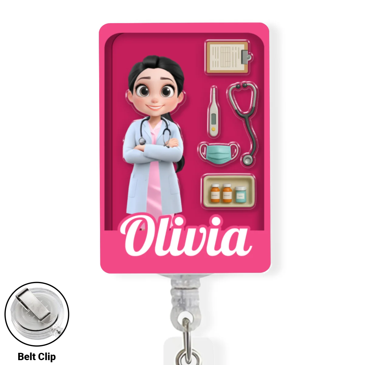 Little Nurse Hero - Personalized Custom Acrylic Badge Reel - Image 8