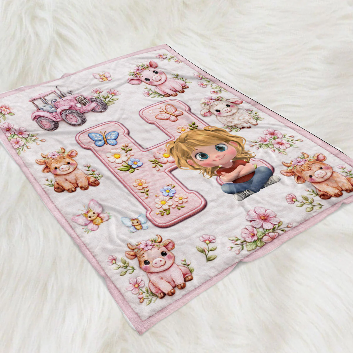 Little One Initial World - Personalized Custom Fleece Blanket - Image 2