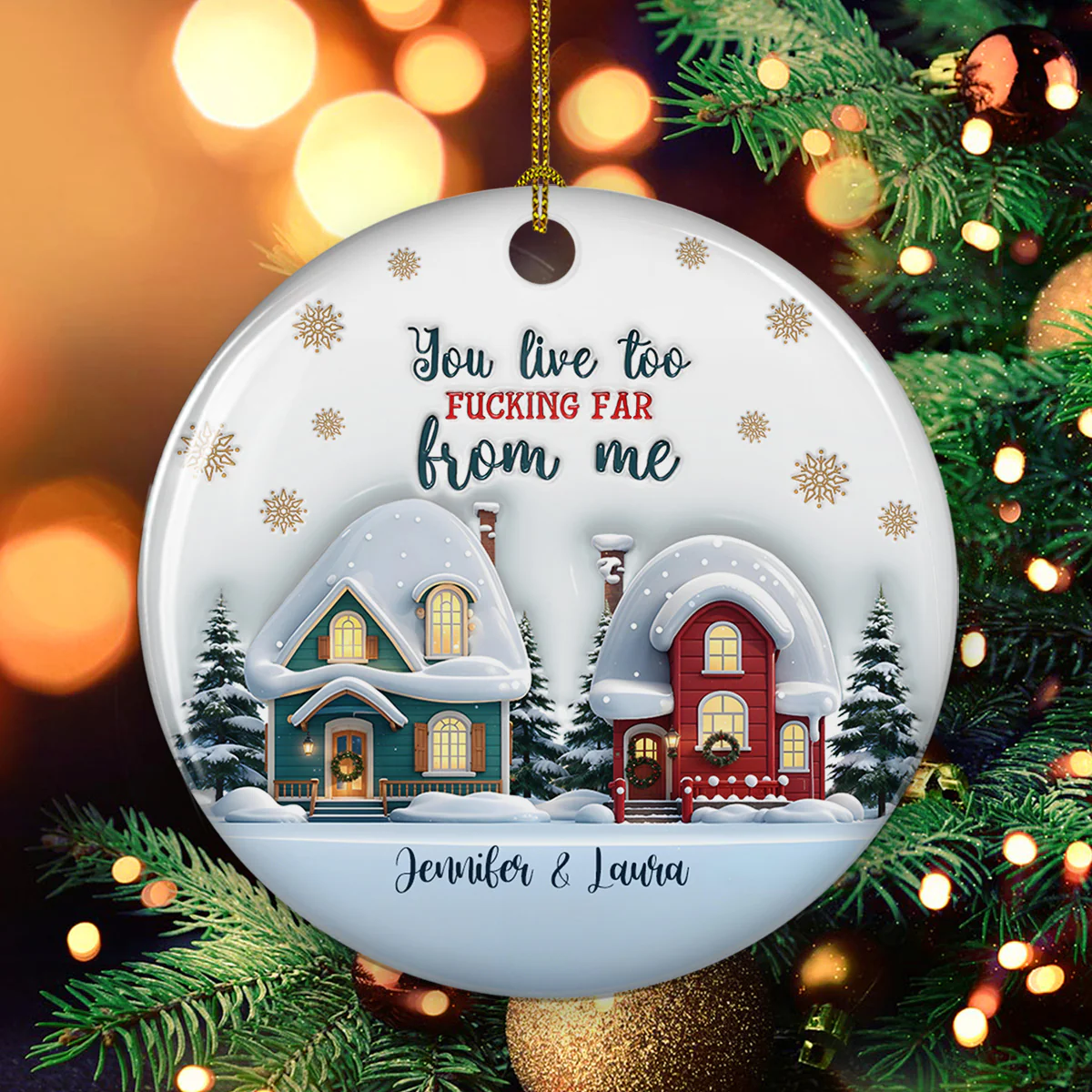 Live Closer - Personalized Custom 3D Inflated Effect Ceramic Ornament - Image 2