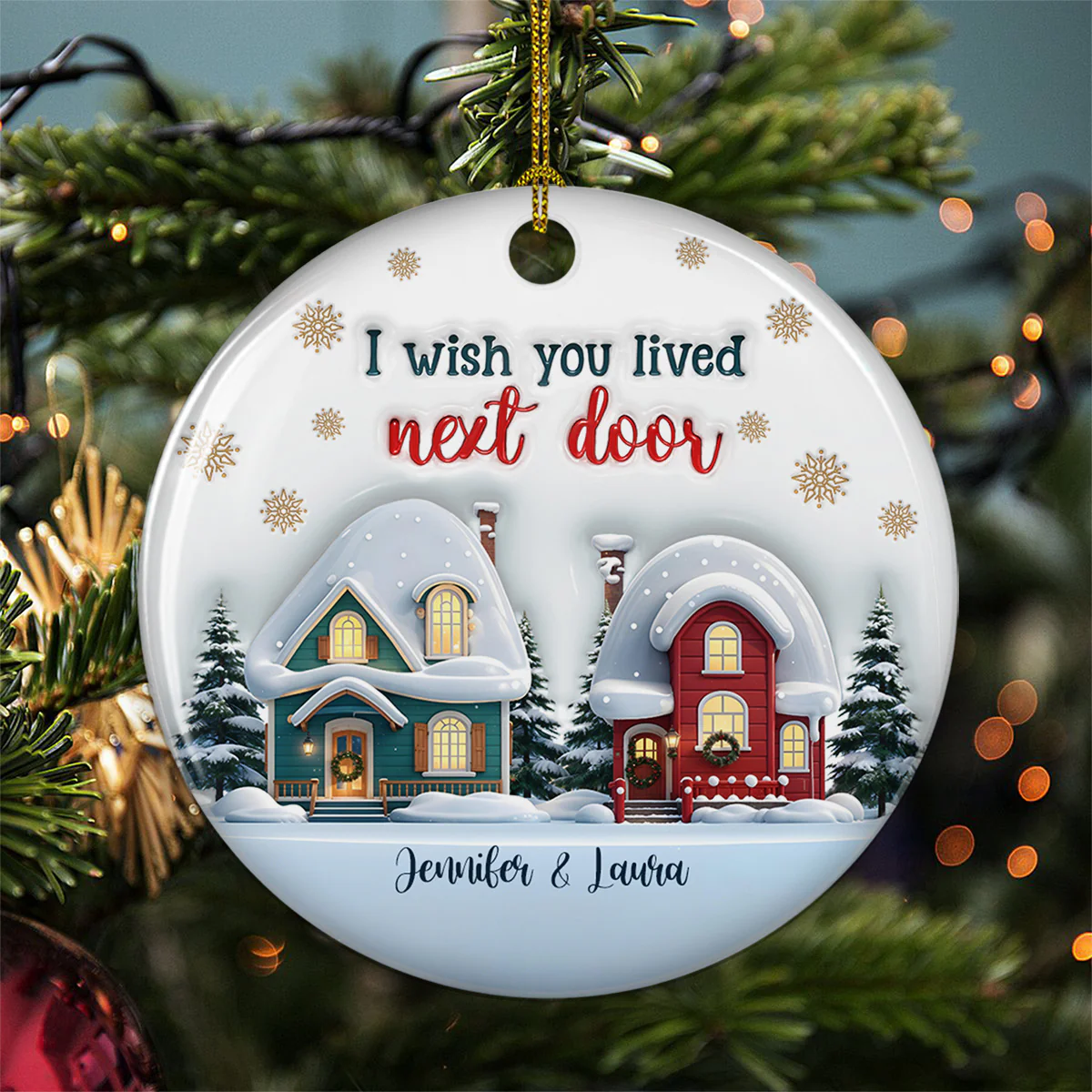 Live Closer - Personalized Custom 3D Inflated Effect Ceramic Ornament - Image 3