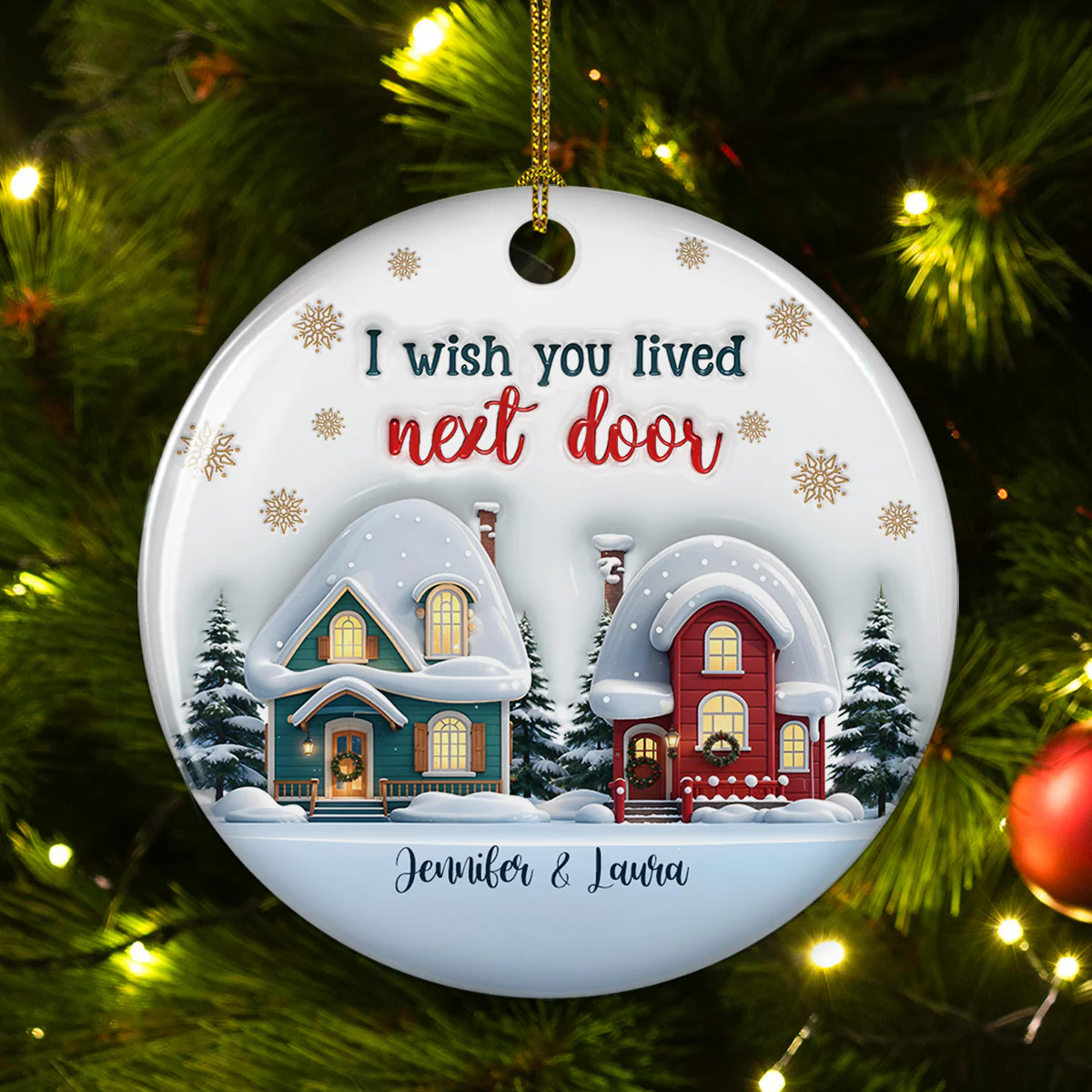 Live Closer - Personalized Custom 3D Inflated Effect Ceramic Ornament - Image 4