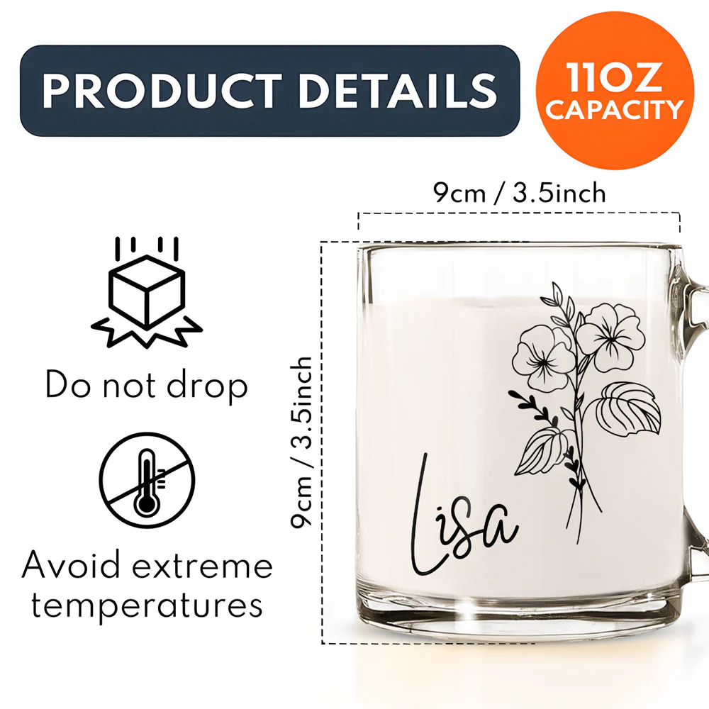 Live Life In Full Bloom - Personalized Custom Glass Mug - Image 4