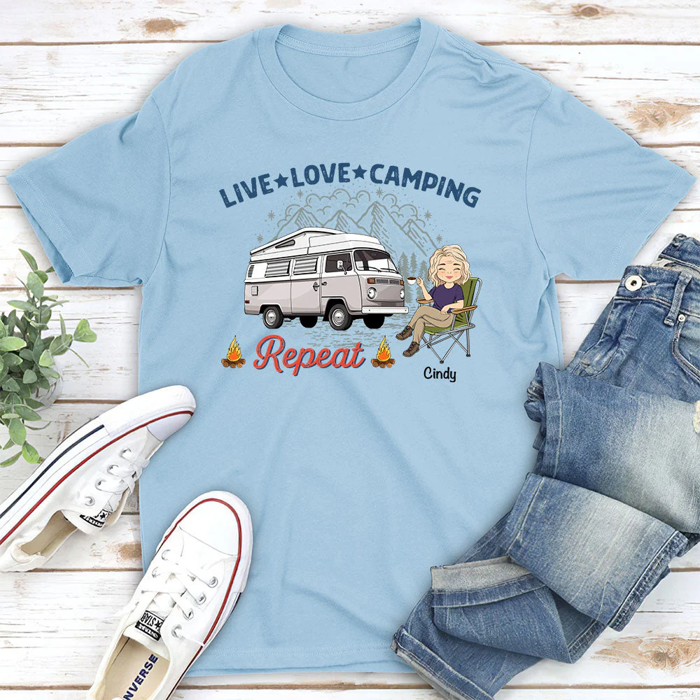 Live Love Camping - Personalized Custom Unisex T-shirt - Image 3