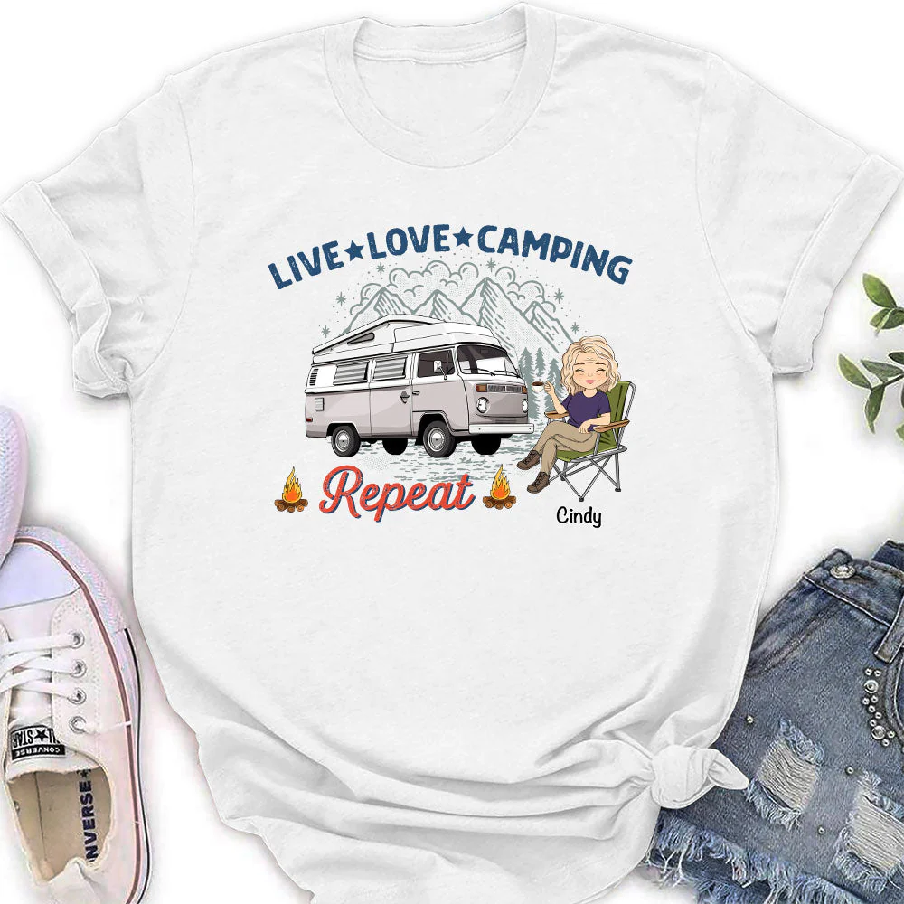 Live Love Camping - Personalized Custom Women's T-shirt - Image 3