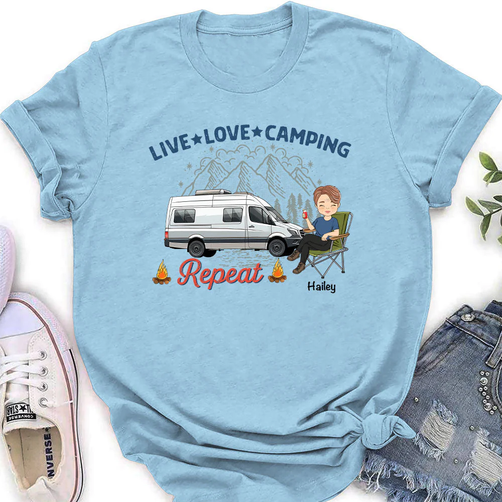 Live Love Camping - Personalized Custom Women's T-shirt - Image 4