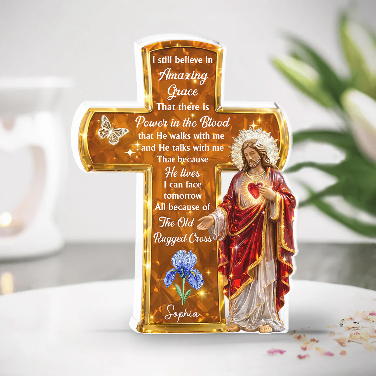 Living By Faith Jesus - Personalized Custom Acrylic Plaque - Image 5