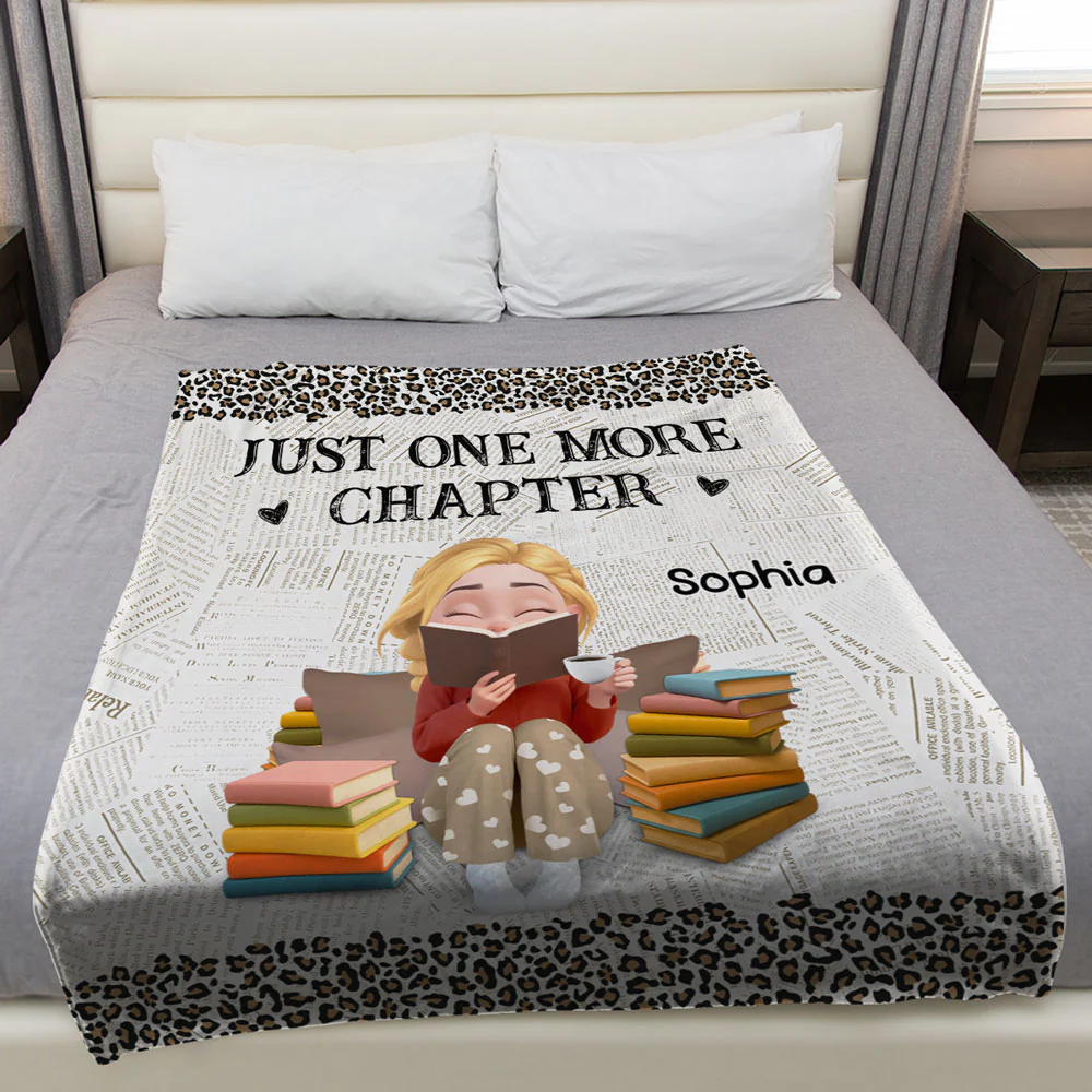 Living My Best Book Life - Personalized Custom Fleece Blanket - Image 3