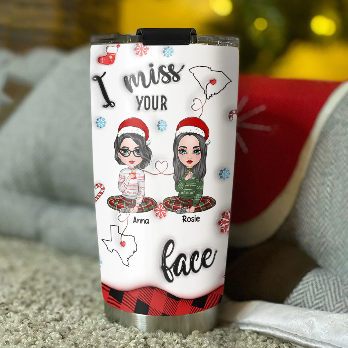 Long Distance Besties - Personalized Custom 3D Inflated Effect Tumbler - Image 3