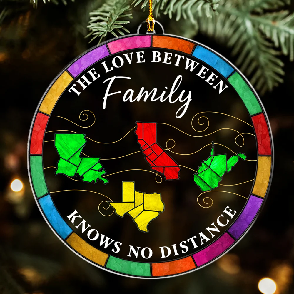 Long Distance Love - Personalized Custom Acrylic Ornament - Image 3