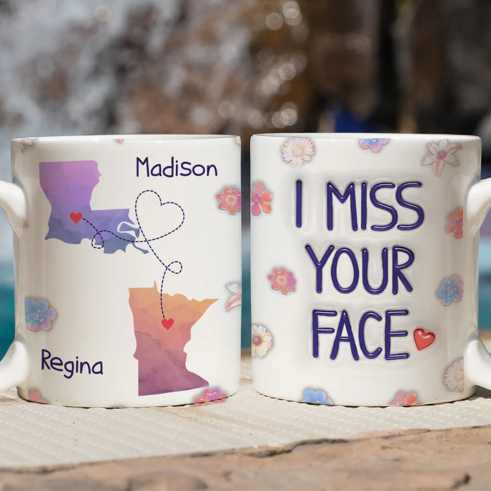 Long Distance State Besties - Personalized Custom 3D Inflated Effect Mug - Image 3
