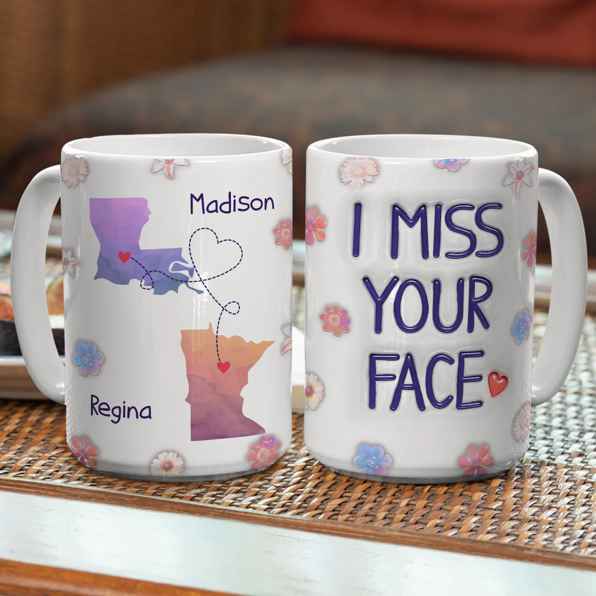 Long Distance State Besties - Personalized Custom 3D Inflated Effect Mug - Image 6