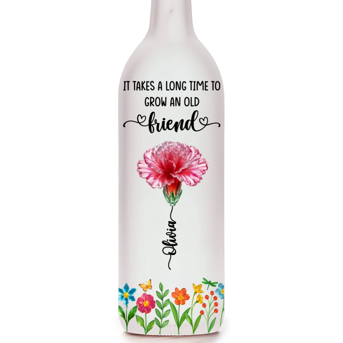 Long Time To Grow Old Friends Glass Flower - Personalized Custom Bottle Lamp - Image 6
