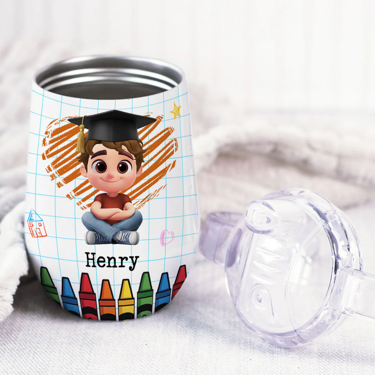 Look Out Kindergarten - Personalized Custom Sippy Cup With Handles - Image 4