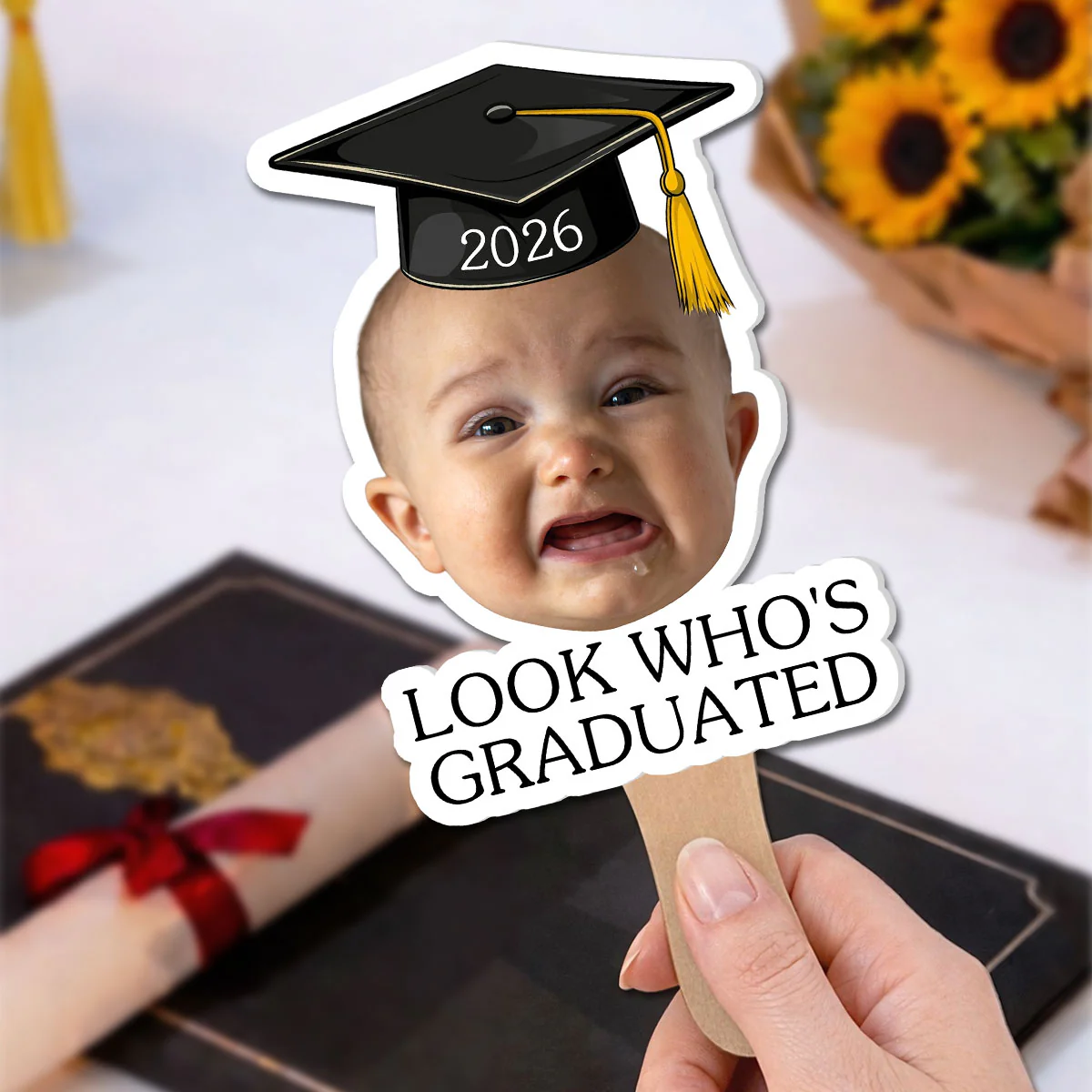 Look Who Graduated Today - Personalized Custom Hand Fan - Image 4