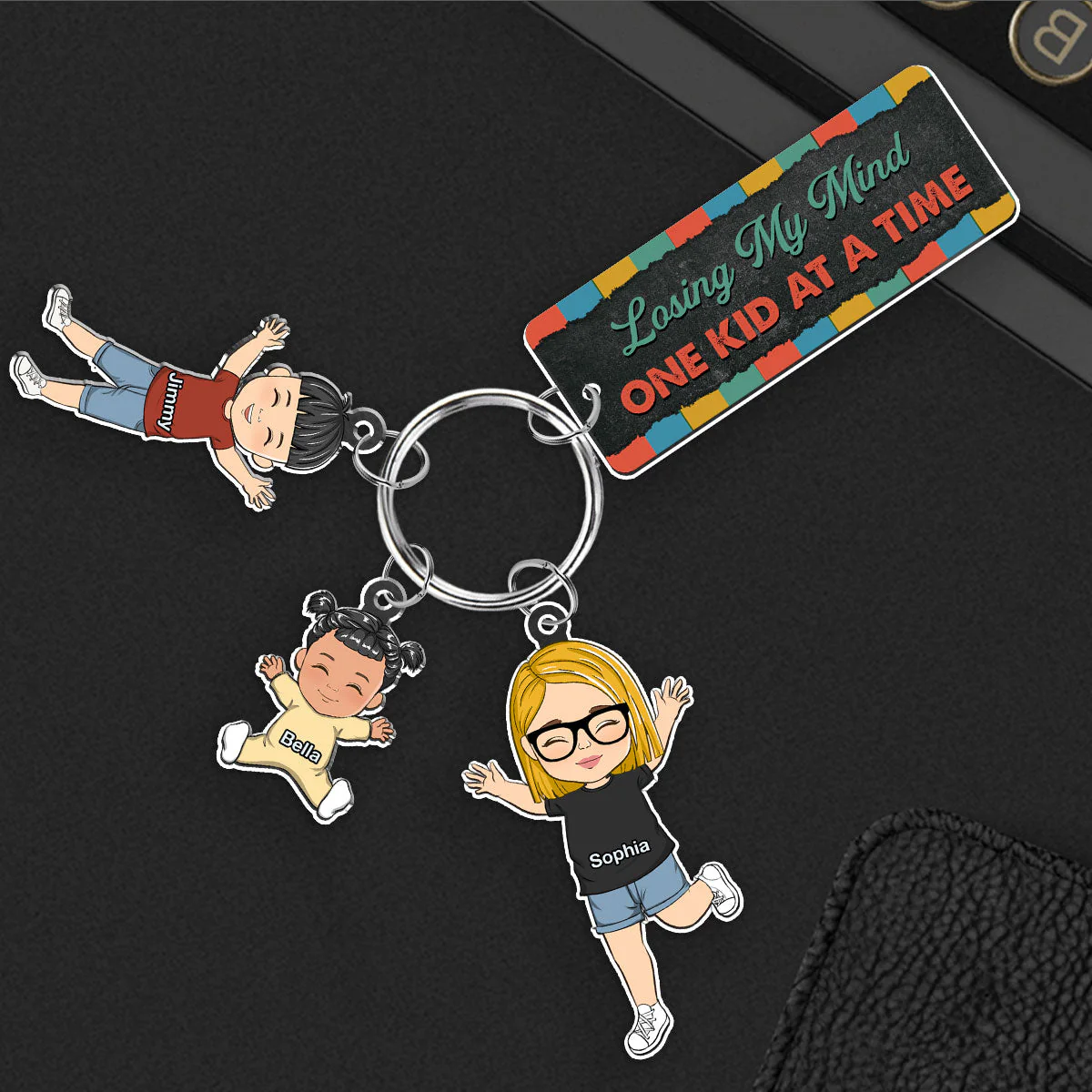Losing My Mind One Kid At A Time - Personalized Acrylic Tag Keychain - Image 3
