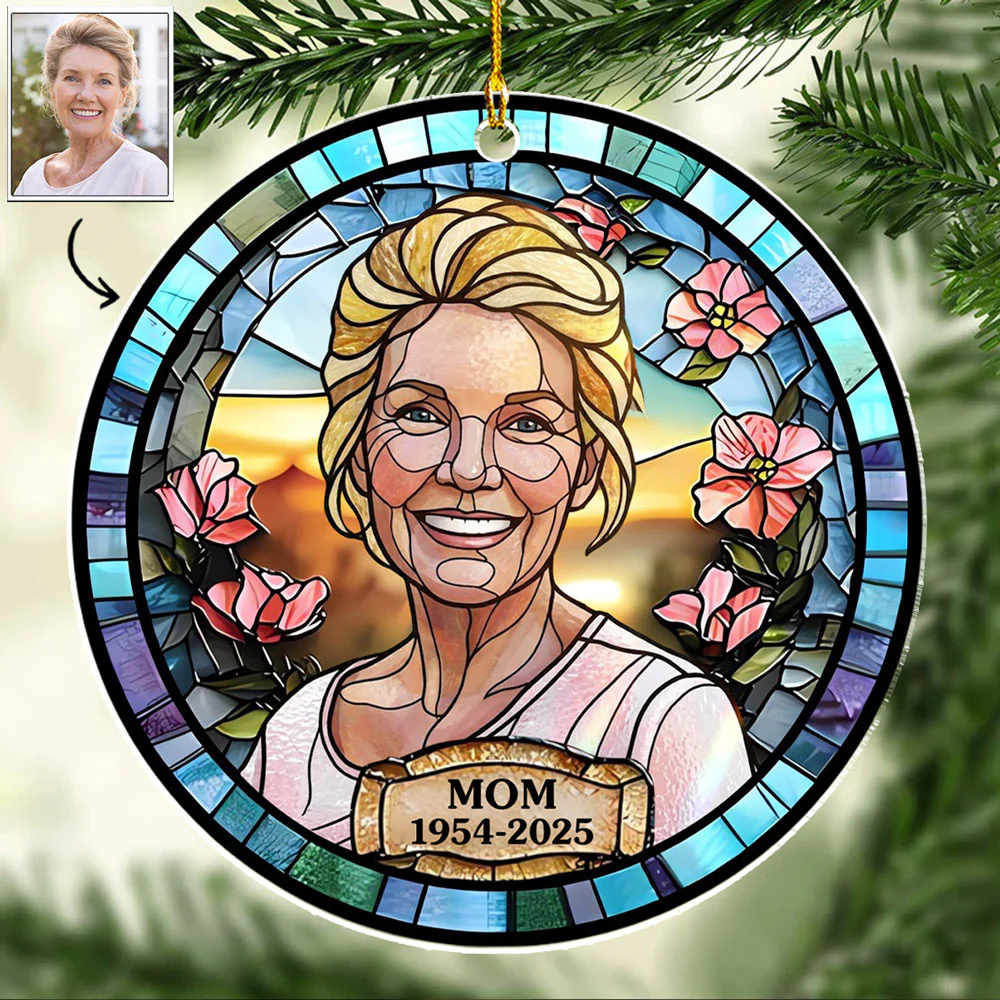 Loss Keepsake Portrait Stained Glass - Personalized Custom Acrylic Ornament