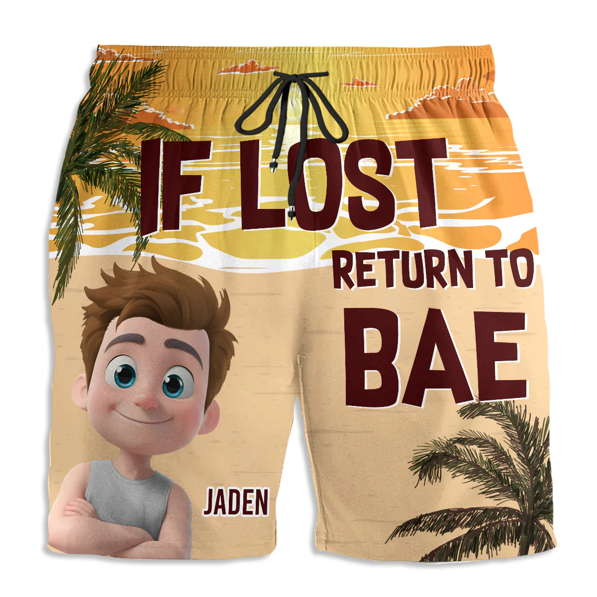 Lost In The Sunshine - Personalized Custom Couple Beach Shorts - Image 6