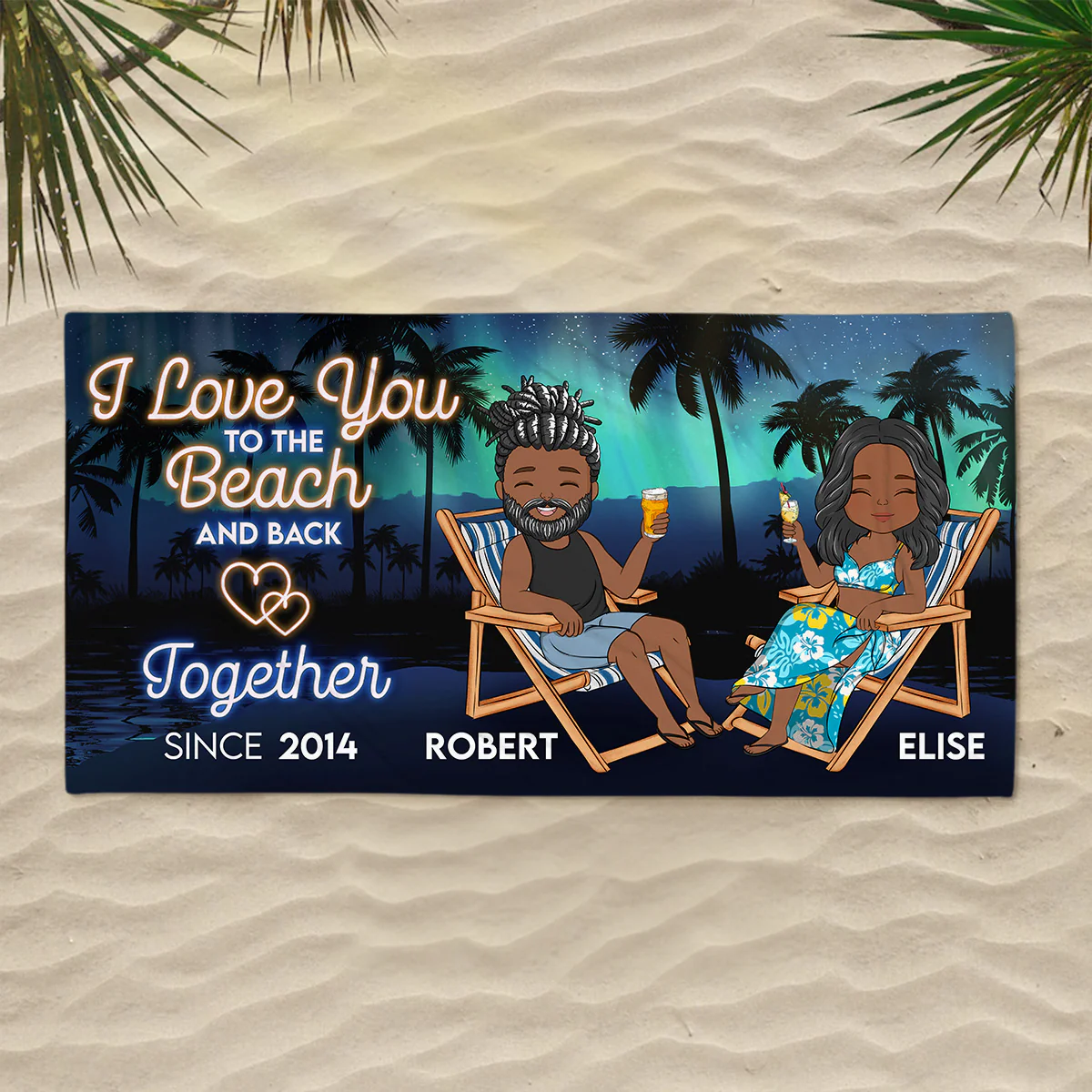 Love And Beach - Personalized Custom Beach Towel - Image 2