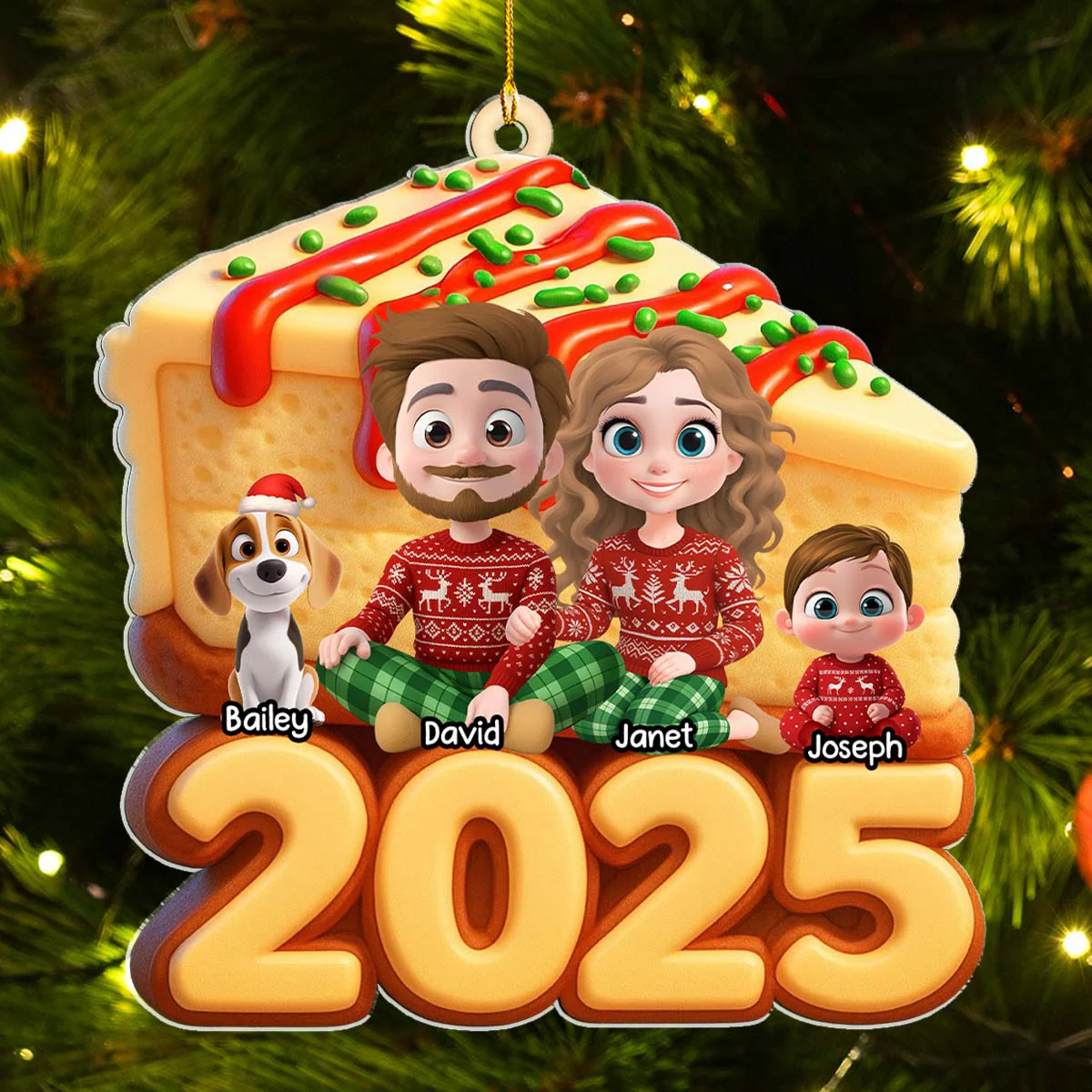 Love Baked In Every Slice - Personalized Custom 3D Effect Acrylic Ornament - Image 2