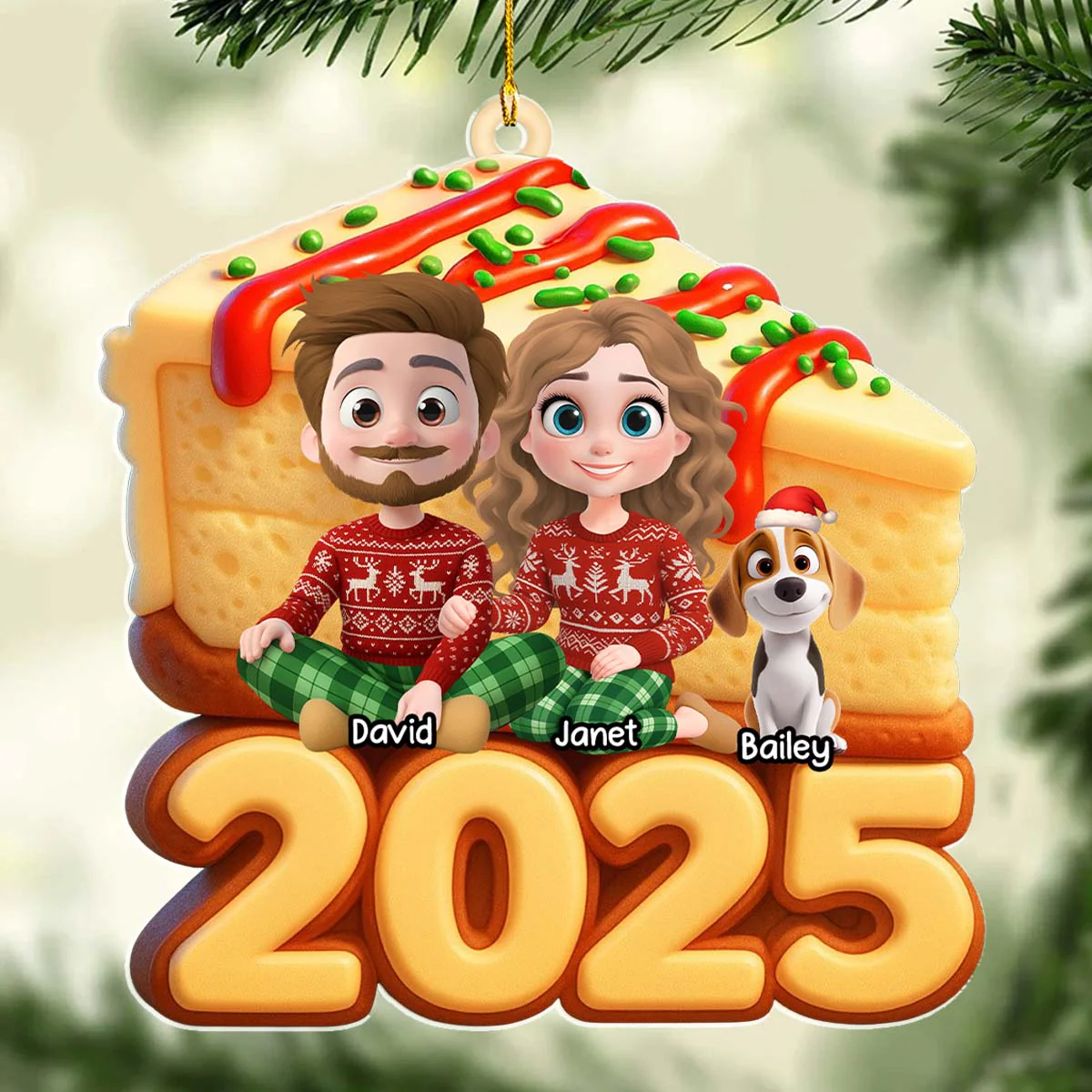 Love Baked In Every Slice - Personalized Custom 3D Effect Acrylic Ornament - Image 5