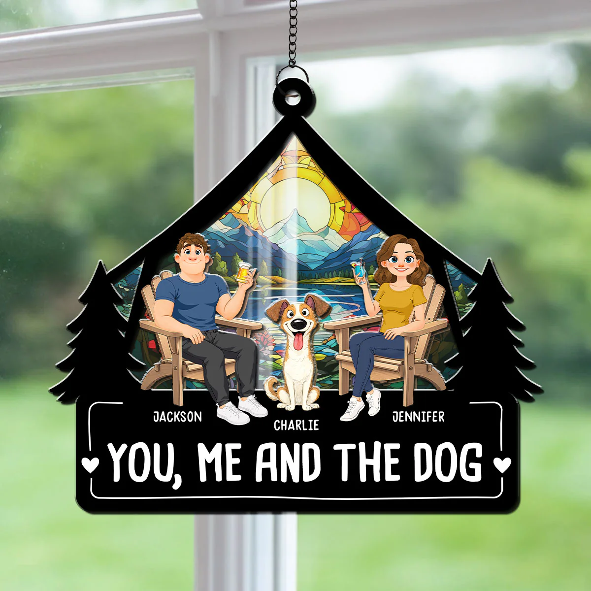 Love Bark Laugh Repeat - Personalized Custom Suncatcher