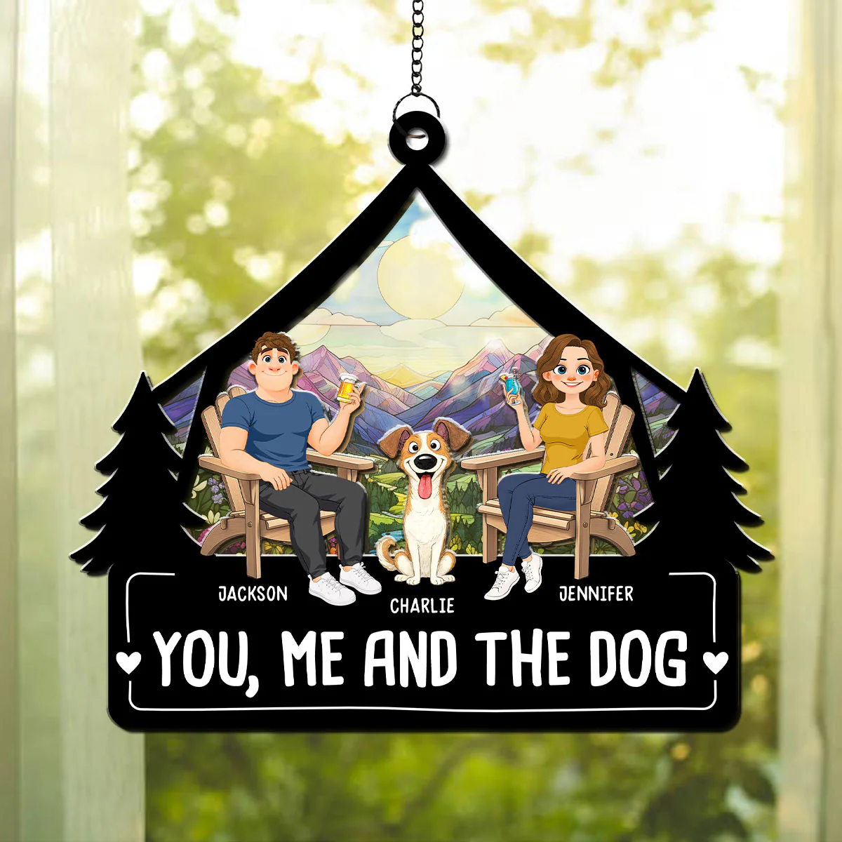 Love Bark Laugh Repeat - Personalized Custom Suncatcher - Image 2