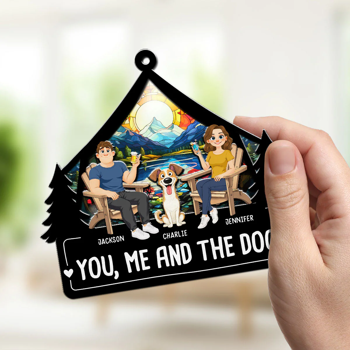 Love Bark Laugh Repeat - Personalized Custom Suncatcher - Image 3