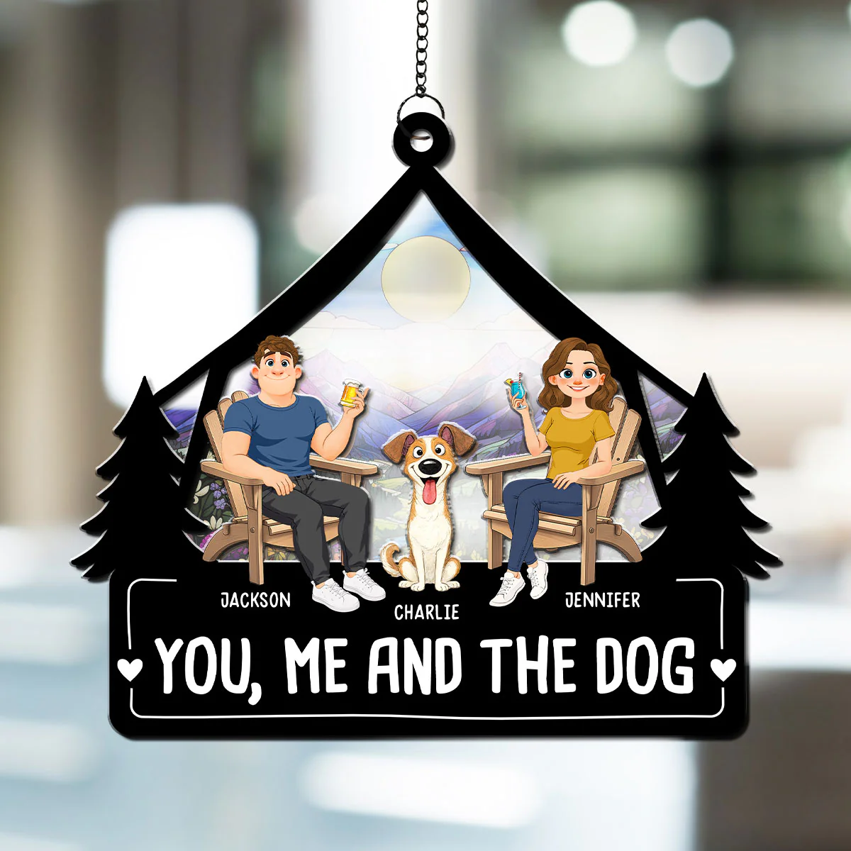 Love Bark Laugh Repeat - Personalized Custom Suncatcher - Image 4