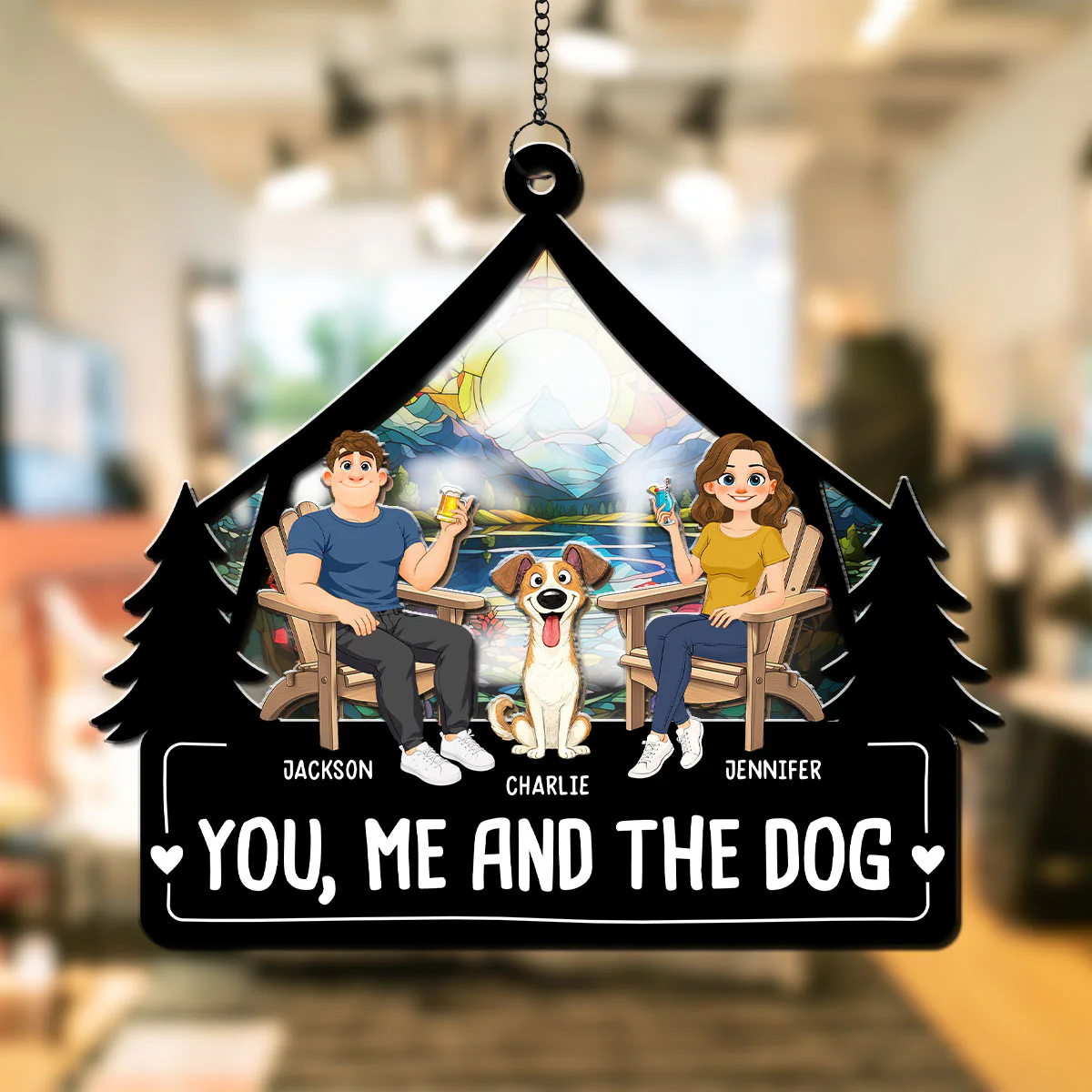 Love Bark Laugh Repeat - Personalized Custom Suncatcher - Image 5