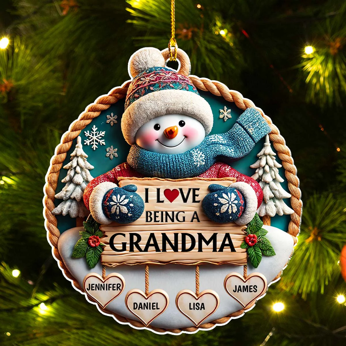 Love Being A Grandma - Personalized Custom 3D Inflated Effect Acrylic Ornament - Image 2