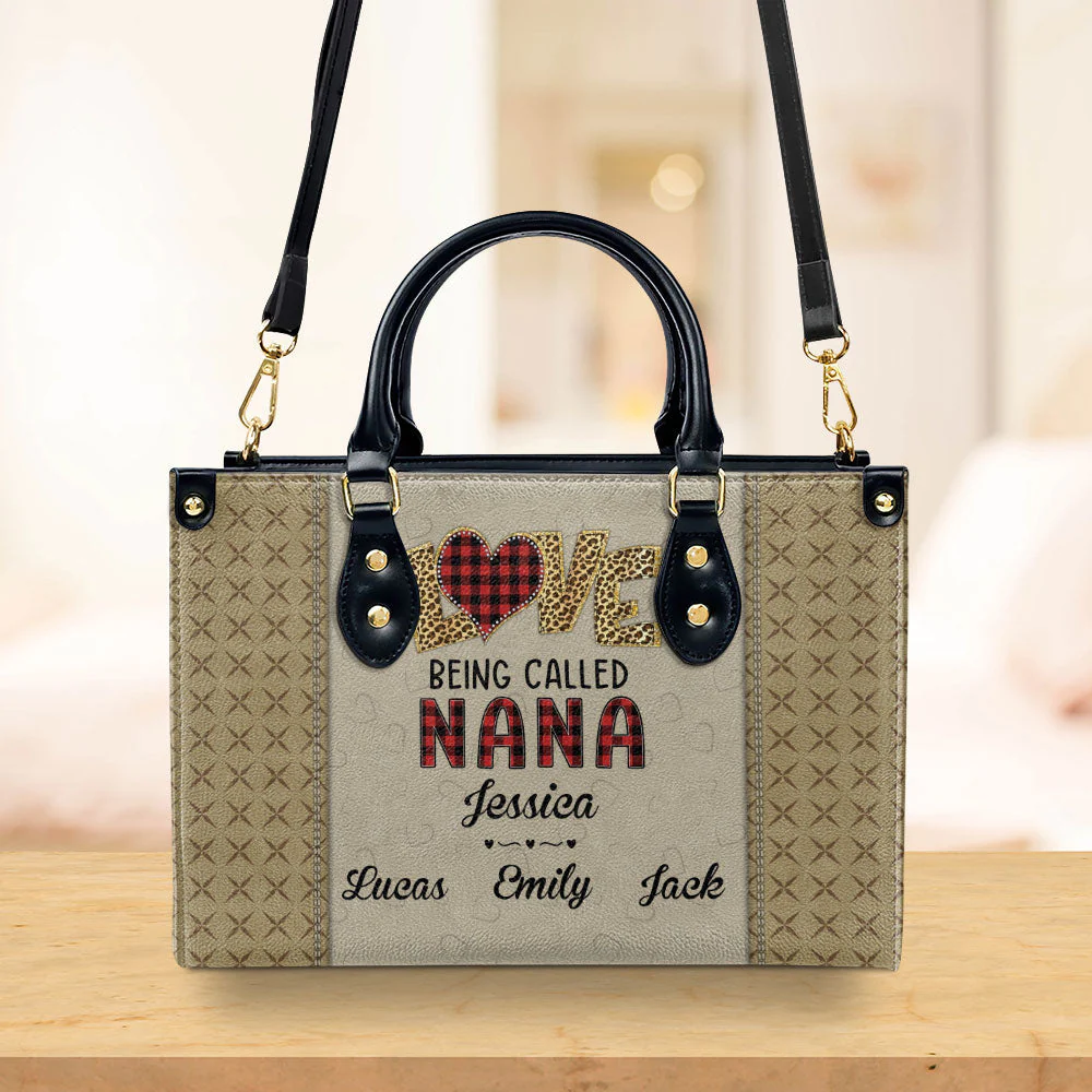 Love Being Called Grandma - Personalized Custom Leather Bag - Image 2