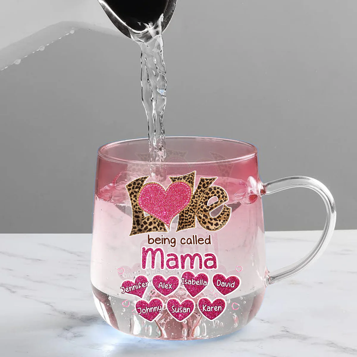 Love Being Called Grandma - Personalized Custom Pink Gradient Glass Mug - Image 3