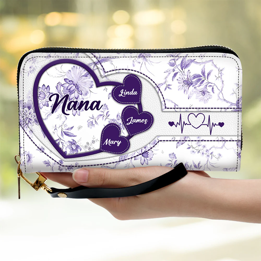 Love Being Grandma - Personalized Custom Leather Wallet - Image 2