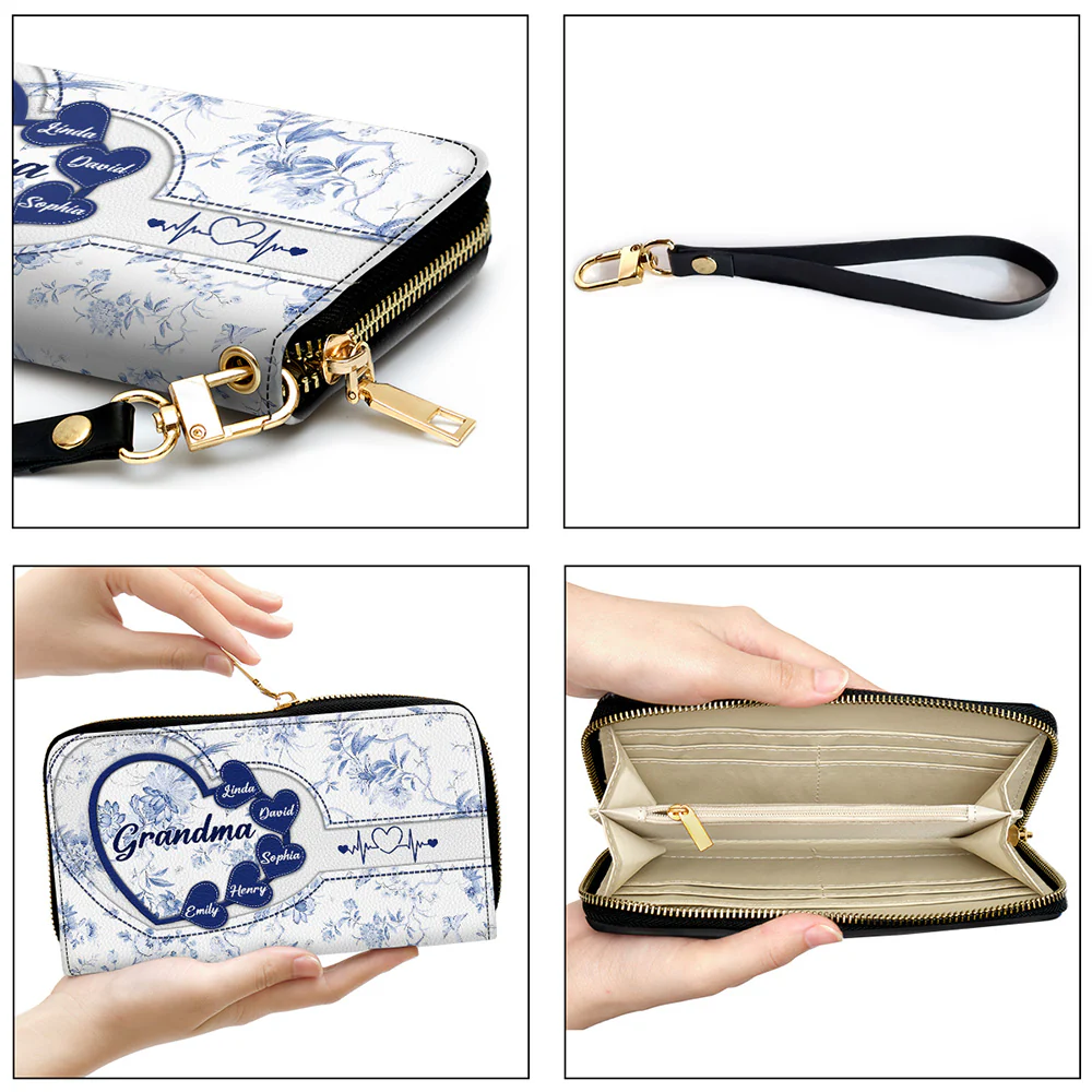 Love Being Grandma - Personalized Custom Leather Wallet - Image 6